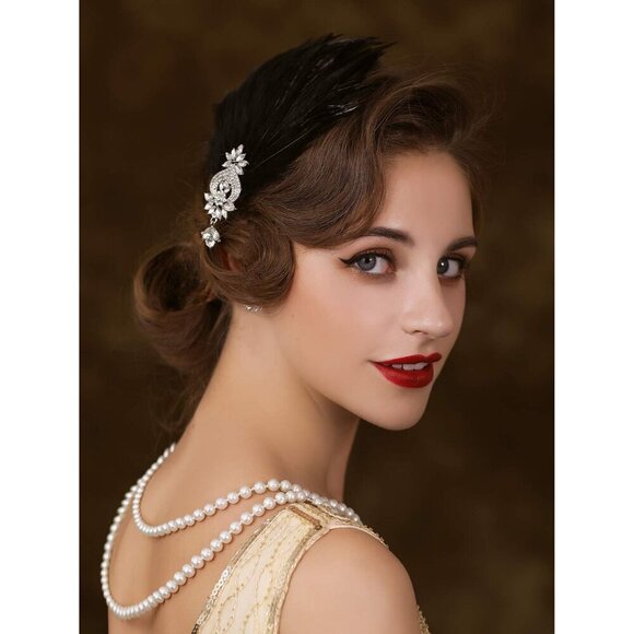 1920s Feather Headpiece Flapper Hair Accessory Roaring 20s Costume